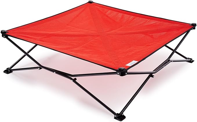 Coolaroo On-The-Go Elevated Dog Bed - Foldable Pop-Up Travel Dog Bed with Breathable, Moisture-Resistant Fabric, Carry Bag Included, Lightweight &amp; Portable, Red, Extra Large