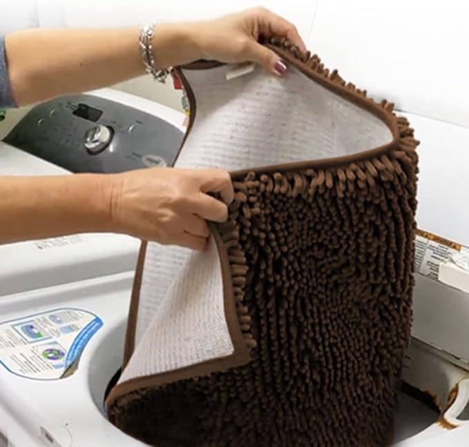 Muddy Mat® Shown on TV – Super Absorbent Microfiber Dog Door Mat for Muddy Paws, Non-Slip Washable Pet Rug, Quick Dry Chenille Entryway Carpet, Machine Washable Indoor Outdoor mat, Brown 59"x24"