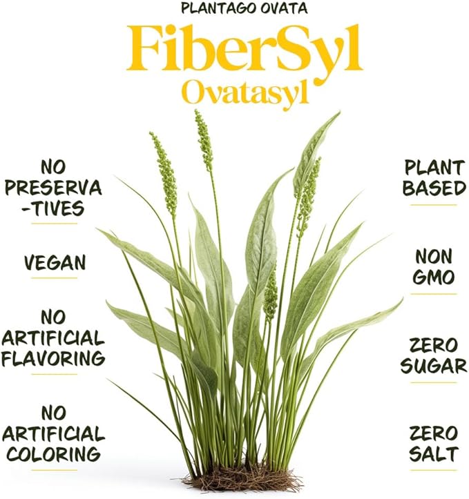 FiberSyl Ovatasyl Prebiotics for Cats Digestive Health - Cat Fiber Supplements for Constipation Relief &amp; Support - Psyllium Husk Seed to Support Digestion Problems - Cat Stool Hardener - 60 Capsules