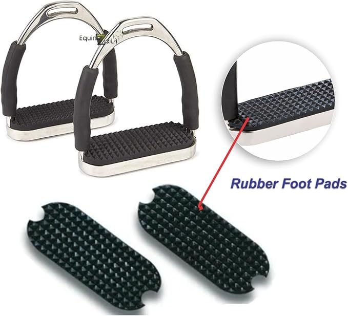 Flex Stainless English Saddle Stirrups Iron Pads Knee Ankle Stress Pain Relief