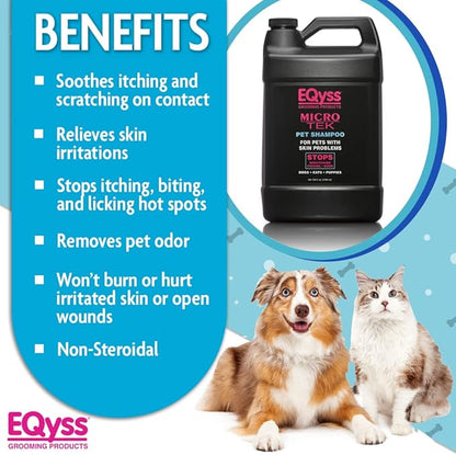 EQyss Micro-Tek Pet Shampoo - Soothes Dry Irritated Skin on Contact, Stops Itching, Scratching, Biting, Licking Hot Spots - for Cats &amp; Dogs (128 oz)