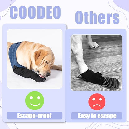 COODEO Dog Socks to Prevent Licking Paws, Healing Boots &amp; Paw Protectors with Non-Slip Bottoms for Wound Protection, Waterproof Sleeve Shoes for Licking（Blue，2XL_Right
