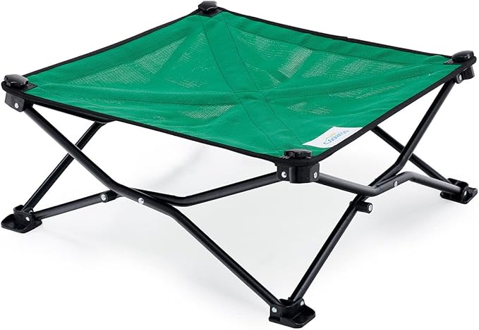 Coolaroo On-The-Go Elevated Dog Bed - Foldable Pop-Up Travel Dog Bed with Breathable, Moisture-Resistant Fabric, Carry Bag Included, Lightweight &amp; Portable, Emerald Green, Standard