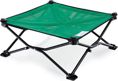 Coolaroo On-The-Go Elevated Dog Bed - Foldable Pop-Up Travel Dog Bed with Breathable, Moisture-Resistant Fabric, Carry Bag Included, Lightweight &amp; Portable, Emerald Green, Standard