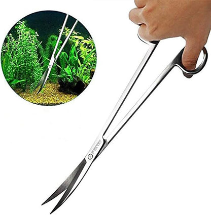 Aquarium Tweezer Set - FEITA Long Stainless Steel Curved &amp; Straight Aquarium Feeding Tweezers Scissors Maintenance Tools Kit (3 Pcs)