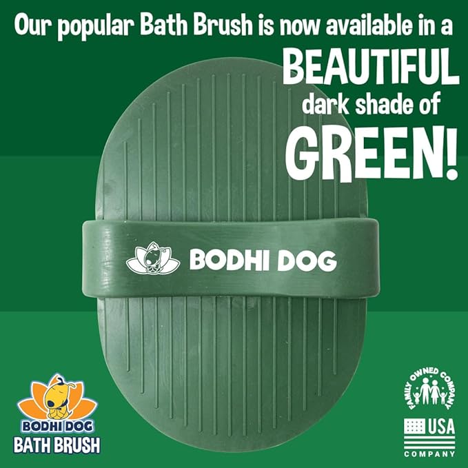 Bodhi Dog Shampoo Brush - Pet Grooming &amp; Bath Supplies for Dogs and Cats - Bath Brush for Long &amp; Short Hair - Premium Scrubber for Shower, Bathing &amp; Massage (One Pack, Dark Green)