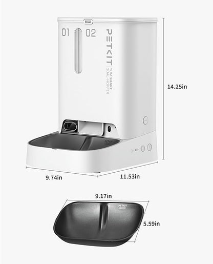 PETKIT Automatic Cat Dog Feeder with Camera, AI-Powered Motion Capturing, 1080P HD Video with Night Vision, 2.4G WiFi Pet Feeder with 2-Way Audio, Dual Hopper Pet Food Dispenser with Desiccant