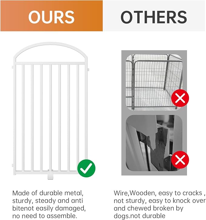 2 Panles Full Matel Freestanding Dog Gates with Door, 48"Extra Wide 36"Tall Free Standing Dog Pet Gate for Indoor &amp; Outdoor. Foldable Pet Fences for Doorways, House, Stairs, Porch, Deck, Yard