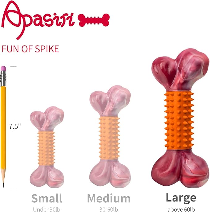 Apasiri Dog Toys for Aggressive Chewers Peanut Butter Flavored, 8" Tough Dog Chew Bone, Nylon &amp; Rubber Chew Toy, Dog Bone Toy for Large Medium Breed 20-80lbs
