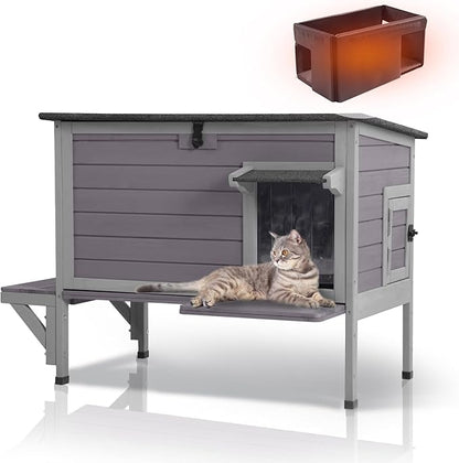 GUTINNEEN Insulated Outdoor Cat House with Triple-Layer Design - Weatherproof Cat Shelter with All-Round Insulated Foam Liner, Elevated Base &amp; Escape Doors for Feral/Stray Cats (Winter-Ready)