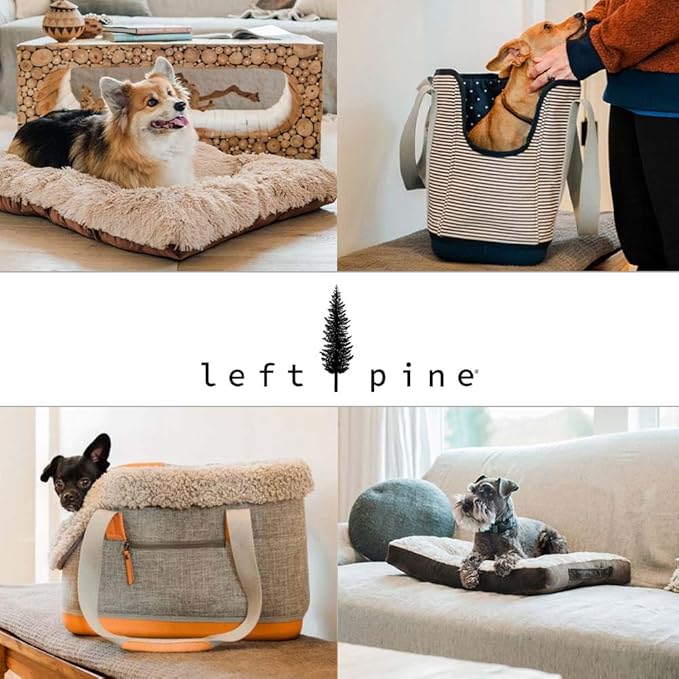 LeftPine x P.L.A.Y. Deluxe Dog Carrier Purse - Soft Sided Pet Travel Tote for Small Dogs &amp; Puppies up to 16 Pounds - Built-in Safety Leash, Machine Washable, Removable Liner, Zipper Pocket (Charcoal)
