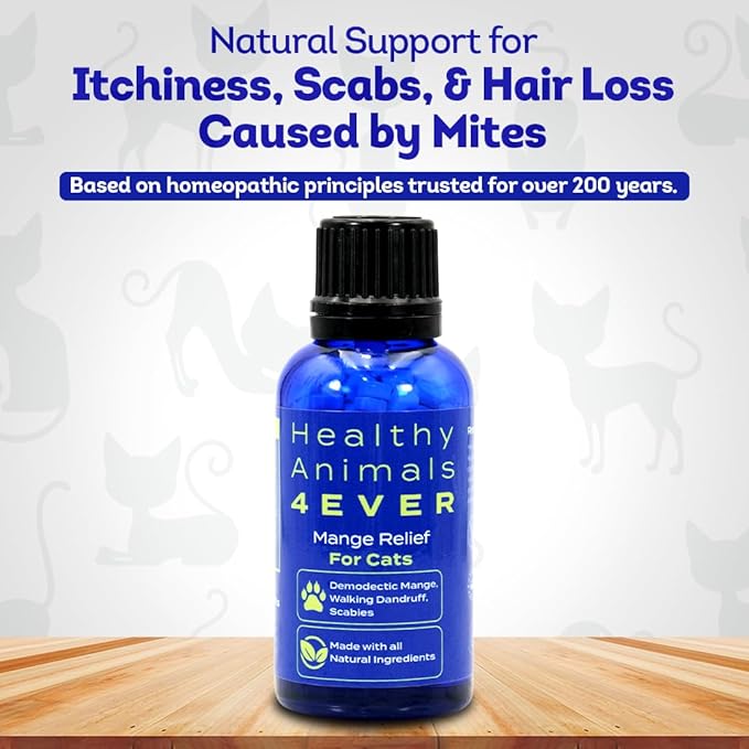 HA4E - Mange Relief for Cats - Treatment for Itchiness, Scabs, &amp; Hair Loss Caused by Mites - All-Natural, Homeopathic, Non-GMO, Organic, Gluten, Preservative &amp; Chemical Free - 300 Tablets
