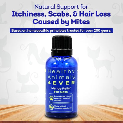 HA4E - Mange Relief for Cats - Treatment for Itchiness, Scabs, &amp; Hair Loss Caused by Mites - All-Natural, Homeopathic, Non-GMO, Organic, Gluten, Preservative &amp; Chemical Free - 300 Tablets