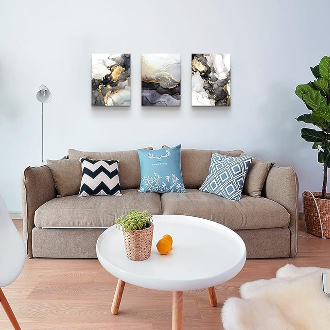 Boho Wall Decor - Abstract Ink Paintings, Framed Wall Art for Living Room, Bedroom &amp; Office - 20" X 28" - 3 Piece Set