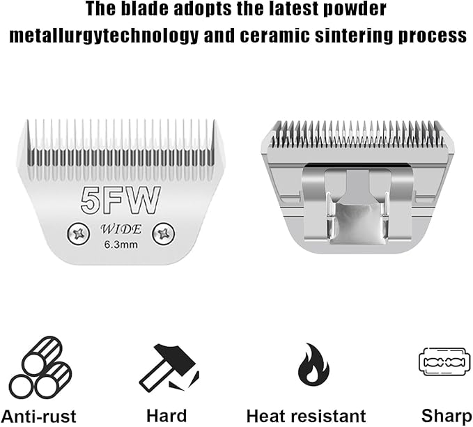 2PCS 5FW Wide Blades for Dog Grooming Blades Compatible with Andis,Oster A5,Wahl km10 Dog Clippers,Size-