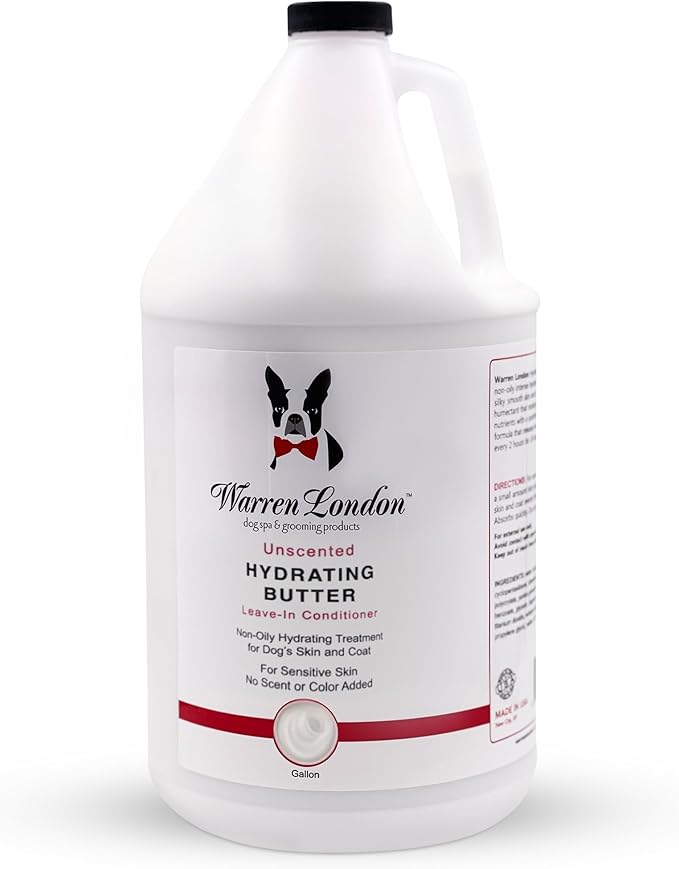 Warren London Hydrating Butter Leave in Pet Conditioner for Dogs | Lotion for Skin and Coat | Aloe Puppy &amp; Dog Conditioner for Hair Detangler, Dry Skin, &amp; Dandruff | Unscented 1gal