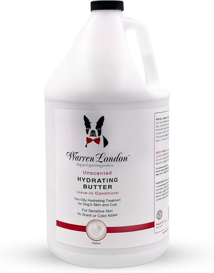 Warren London Hydrating Butter Leave in Pet Conditioner for Dogs | Lotion for Skin and Coat | Aloe Puppy &amp; Dog Conditioner for Hair Detangler, Dry Skin, &amp; Dandruff | Unscented 1gal