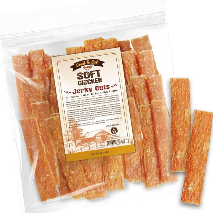 Gootoe Soft Chicken Jerky Cuts 1 lb, Dog Treats, All Natural, Hypoallergenic &amp; Grain-Free, High-Protein, Healthy &amp; Easily Digestible, Soft Texture, Resealable