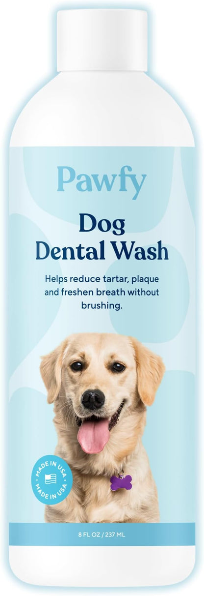 Pawfy Dog Breath Freshener with Specialized Dental Care Formula | Dog Teeth Cleaning &amp; Mouthwash | Helps Freshen Dogs Breath with Easy Water Additive | Supports Plaque and Tartar Control