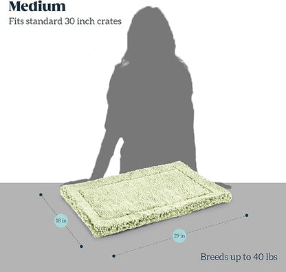 Stoutwool Indestructible Dog Bed - Fluffy Chew Proof Dog Crate Pad - Tough Kennel Pad for Aggressive Chewers - Washable, Ideal for Medium Breeds &amp; Fits 30-Inch Crate - 29"x18", Gleam