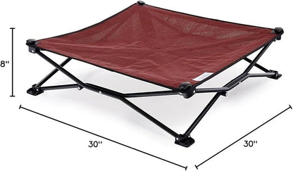 Coolaroo On-The-Go Elevated Dog Bed - Foldable Pop-Up Travel Dog Bed with Breathable, Moisture-Resistant Fabric, Carry Bag Included, Lightweight &amp; Portable, Brick, Medium