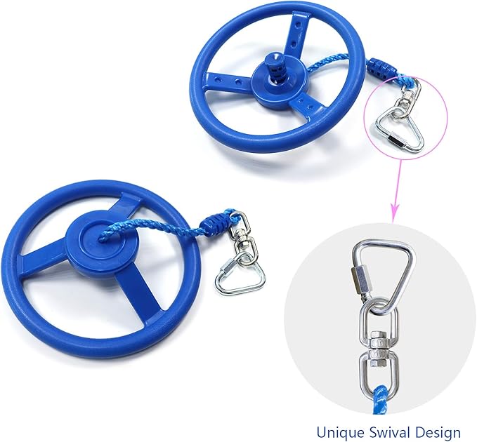 Rainbow Craft 3-Pack Ninja Monkey Wheels，Obstacle Course &amp; Swing Set Attachments for Kids ，Outdoor Backyard Playground Accessory，Red, Blue &amp; Yellow