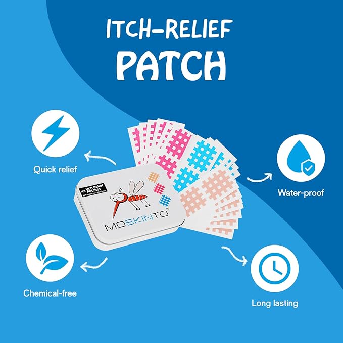 Moskinto The Original Mosquito Itch Relief Patches for Kids &amp; Adults, Bug Bite Patches Soothe Swelling &amp; Itching, Anti Itch Bug Bite Relief, Suction Tool Alternative, Family Pack, 42 Count, Pack of 2
