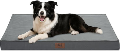 Outdoor Dog Bed for Medium Dogs, Waterproof Dog Crate Bed for Puppy Beds, Orthopedic Egg Crate Foam Pet Bed with Washable and Removable Oxford Cover, Grey