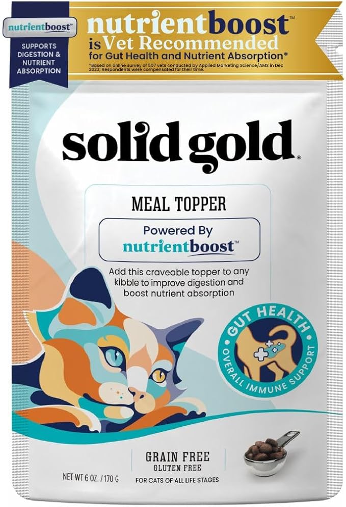 Solid Gold NutrientBoost™ Cat Food Toppers for Cats - High Protein Meal Topper &amp; Crunchy Cat Treats for Indoor Cats w/Vitamins, Minerals &amp; Amino Acids for Gut Health &amp; Immune Support - All Ages - 1lb