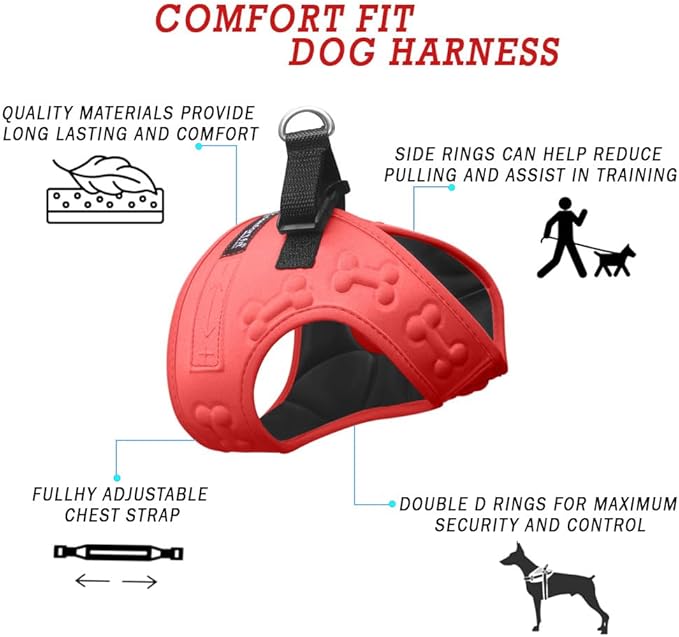 Comfort Fit Dog Harness No Pull No Escape Harness Adjustable Buckles Soft Padded Reflective Choke Step in Dog Vest with Easy Control Handle for Small Medium Large Dogs &amp; Puppies