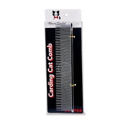 Warren London Carding Cat Comb | 7.5 inches made with Copper | Rounded Tips Prevent Irritation | Dual Tooth Design for Short &amp; Long Hair removes Mats and Tangles