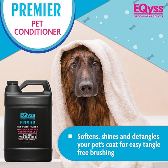 EQyss Premier Pet Conditioner - Moisturizes, Softens, &amp; Conditions Dry Coat &amp; Hair, Detangles &amp; Adds Shine - for all Dogs, Cats, Puppies (128 oz)