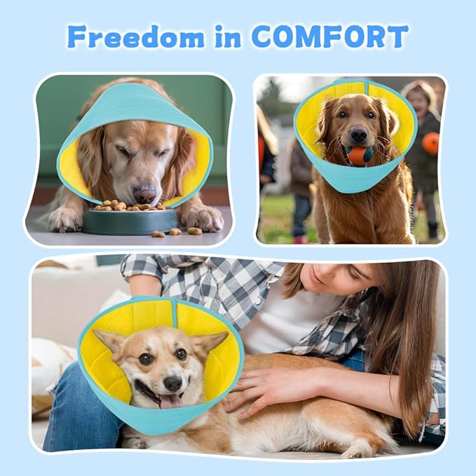 Soft Dog Cone Recovery Collars &amp; Cones After Surgery for Medium Large Dogs, Comfy Ecollars to Stop Licking, Adjustable, Dog Ecollars for Recovery Plastic: Superior Support Fabric: Soft Comfort, XL