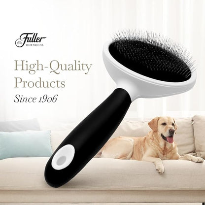 Fuller Brush Slicker Pet Brush - Angled Fine Steel Wires - Ergonomically Designed Rubberized Handle For Comfort &amp; Control - Remove Shedding &amp; Matted Hair - Tool For Grooming Dogs &amp; Cat