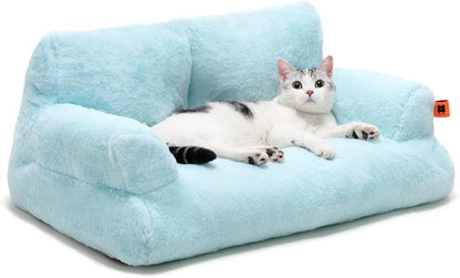 MEWOOFUN Cat Bed for Indoor Cats, Washable Dog Beds for Small Dogs &amp; Cats, Fluffy Cat Couch with Non-Slip Bottom (Blue, 26.0" L x 19.0" W x 13.0" Th)