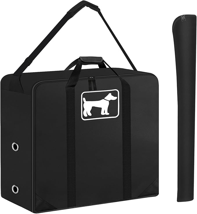 SIRUITON Dog Playpen Storage Bag Fits 40" H 8 Panels and 9 Stakes, Heavy Duty 600D Oxford Fabric Suitable for Foldable Exercise Pet Playpen, Dog Fence Travel Bag with Reinforcing Plate &amp; Shoulder