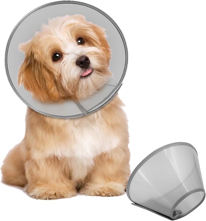 Supet Dog Cone Collar Adjustable After Surgery, Comfortable Pet Recovery Collar &amp; Cone for Large Medium Small Dogs, Elizabethan Dog Neck Collar Plastic Practical