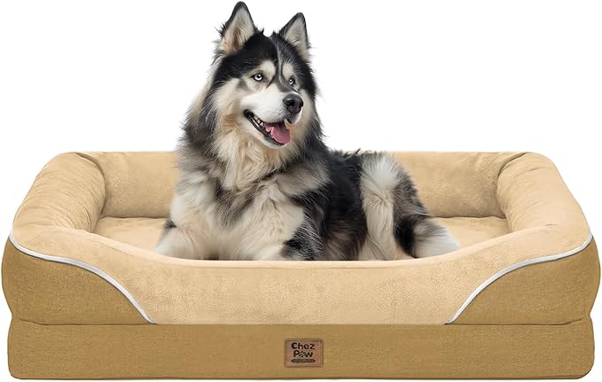 Washable Orthopedic Large Dog Bed -XL Large Dog Bed with Removable &amp; Waterproof Cover Pet Beds with Foam Support for Big Size Dogs with Bolster