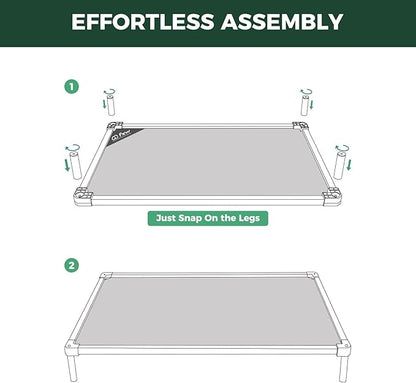 FXW TitanNest Chew-Proof Elevated Dog Bed, Raised Cot for Indoor/Outdoor/Camping Use, Durable &amp; Waterproof Cooling Pet Bed for Medium Dogs, 42.0" L x 27.0" W x 5.0" H, Black