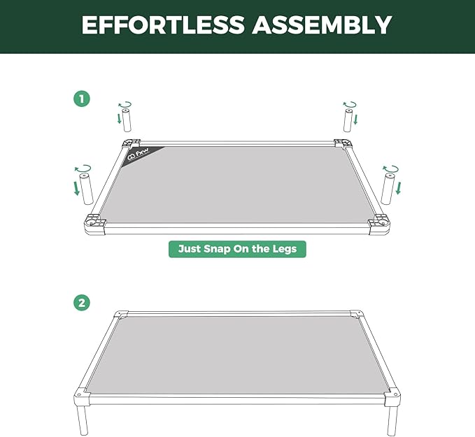 FXW TitanNest Chew-Proof Elevated Dog Bed, Raised Cot for Indoor/Outdoor/Camping Use, Durable &amp; Waterproof Cooling Pet Bed for Small Dogs, 36.0" L x 24.0" W x 4.5" H, Black
