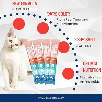 Lickable Cat Treats -Real Tuna Multivitamin Puree with Lysine &amp; Taurine for Indoor Cats | Grain-Free, Squeeze Tube (50 Pack)