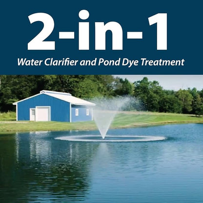 Airmax Pond Dye Plus, Twilight Blue Colorant &amp; Natural Beneficial Bacteria, Large Pond &amp; Lake Water Clarifier &amp; Color Treatment, Shade Plants &amp; Algae from Sunlight, Fish &amp; Livestock Safe, 4 Gallons