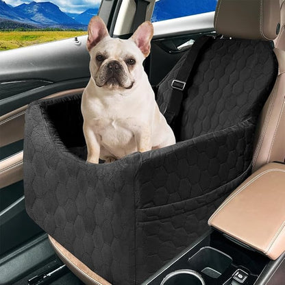 Dog Car Seat for Small/Medium Dogs - Dog Booster Seat with Safety Straps &amp; Non-Slip Base, Travel Pet Car Seat with Storage Pockets, Washable &amp; Removable, Suitable for Dogs Under 35 lbs (Black)