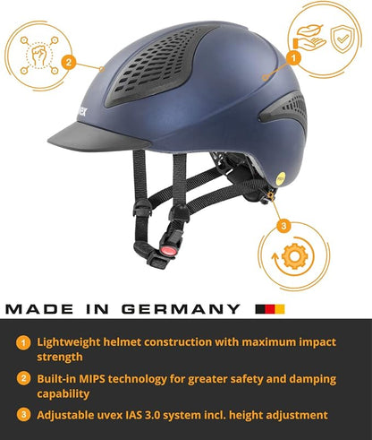 uvex exxential II MIPS Horse Riding Helmet for Women &amp; Men - Adjustable Helmet with Integrated MIPS System