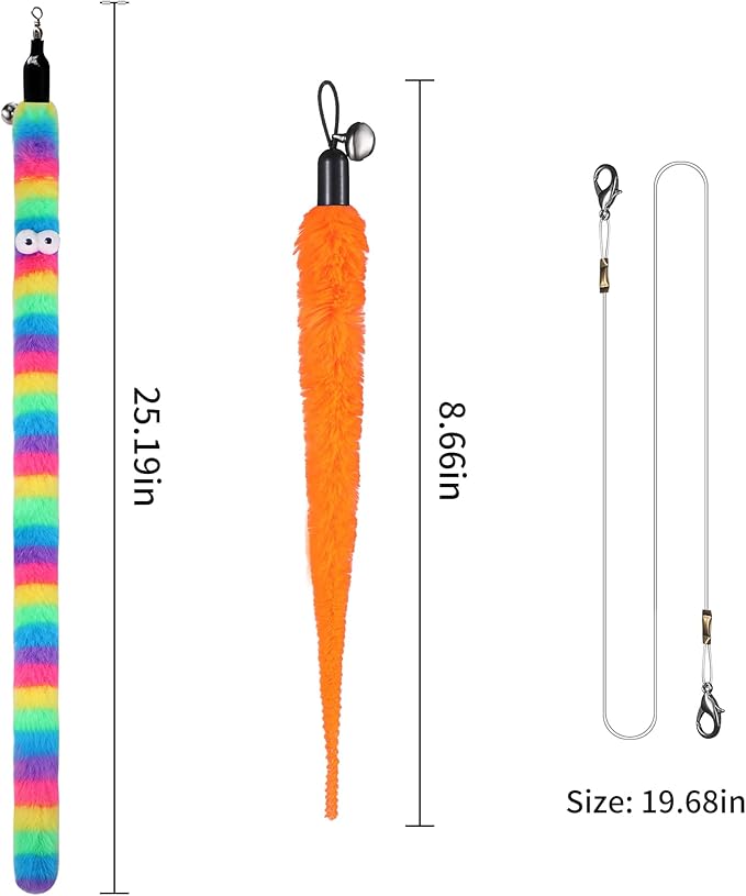 Cat Wand Toy Set, 11 Pcs Including Worm &amp; Snake Refills, Wand Replacement Rope, for Bored Indoor Adult Cats &amp; Kittens