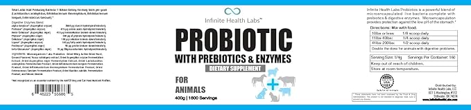 Probiotics for Dogs and Cats - Vet Formulated Pet Prebiotic &amp; Enzyme Powder for Digestive, Gut &amp; Immune Health - 1600 Servings (400 g)
