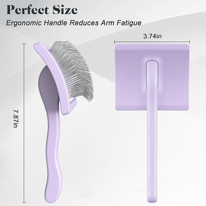2PCS Slicker Brush for Dogs &amp; Pet Comb,Professional Dog Grooming Brush (Goldendoodles,Poodles,Labradoodles) with Extra Long Pins to Effectively Remove Tangles, Knots and Mats (Light Purple)
