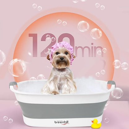 Collapsible Dog Bath Tub for Small Dogs &amp; Cats, Portable Puppy Bath Tub with Water Drain Plug, Space Saving Foldable Pet Bathtub for Indoor &amp; Outdoor Use, Grey