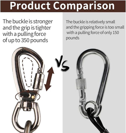 Dog tie Out Cable, 10/20/25/30/50/70/100 feet, Suitable for Dogs up to 350 pounds, Dog Cable with Swivel Buckle, Lightweight, Non-Winding, for Outdoor Camping, Yard Dog Cable (Black, 50FT)