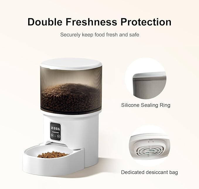 Darlipet Automatic cat Feeder,4L Auto cat Feeder,Programmable Meal &amp; Portions,Freshness Protection, Automatic Cat Food Dispenser for Cats &amp; Dogs, Back-up Battery, Easy to Set up &amp; Clean
